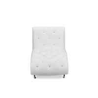 Baxton Studio BBT5187-White-Chaise Pease Contemporary Tufted Chaise Lounge